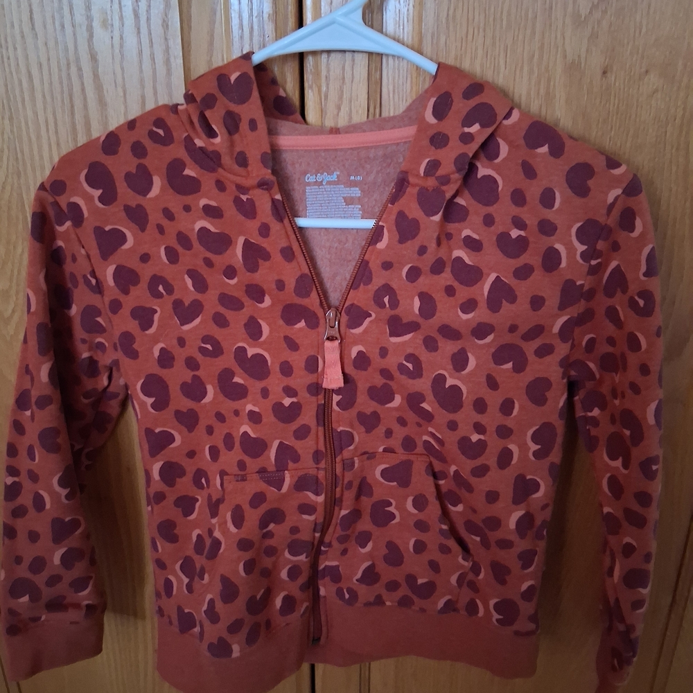 Cat & Jack Kids' Orange Heart Pattern Hoodie